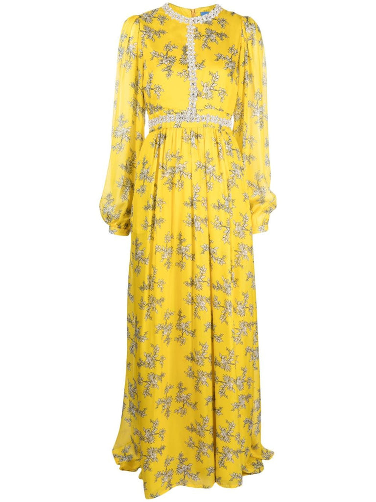 Baroque Dress in mustard floral