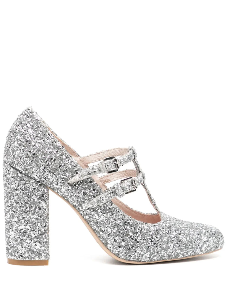 Tessa T-Bar in Silver Glitter