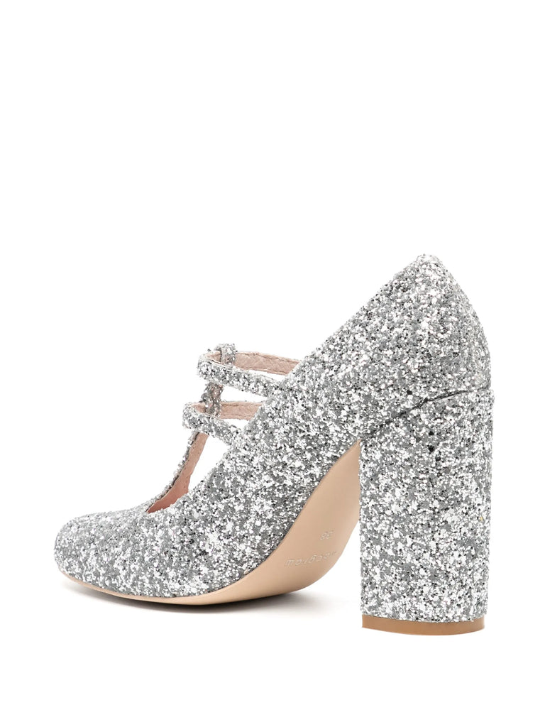 Tessa T-Bar in Silver Glitter