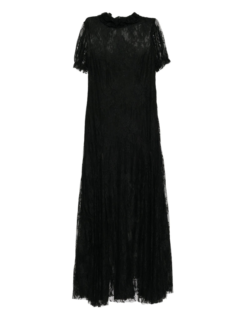 Reverence Long black lace dress with short sleeves by macgraw Reverence Long black lace dress with short sleeves by macgraw