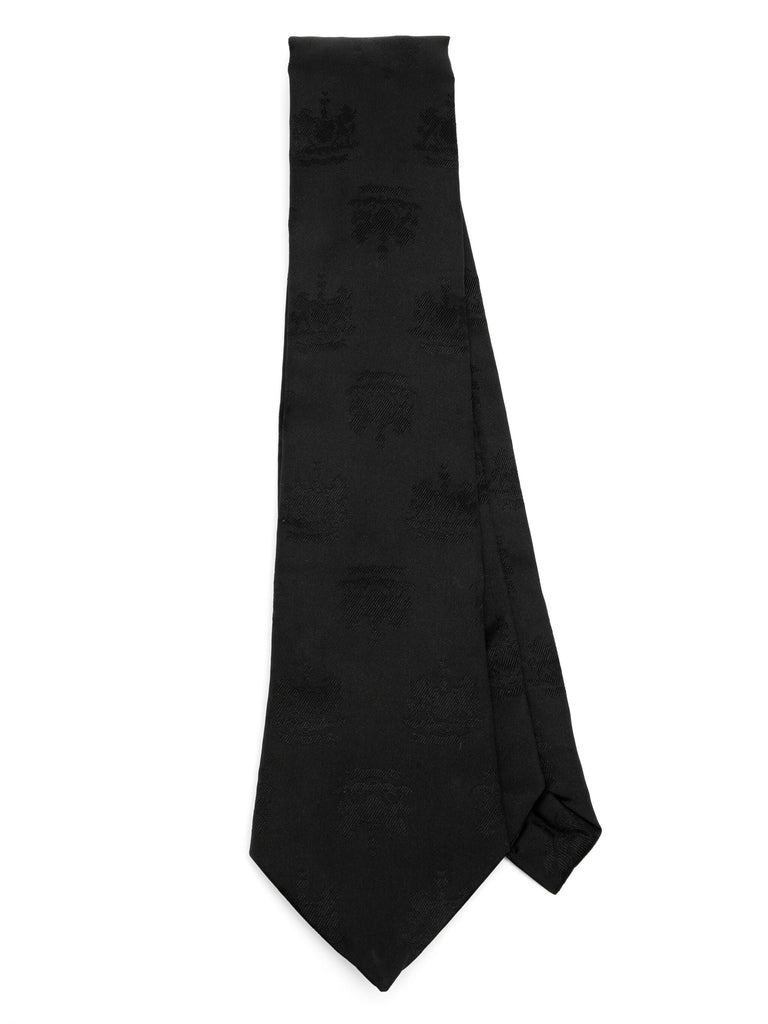 Alumni Tie in Black crest jacquard