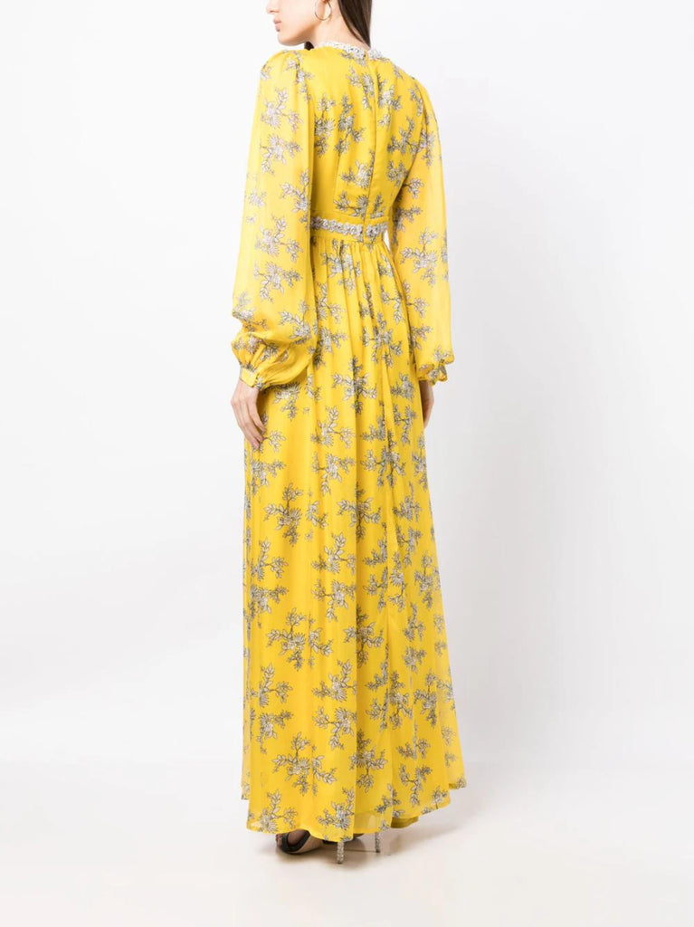 Baroque Dress in yellow floral chiffon by macgraw