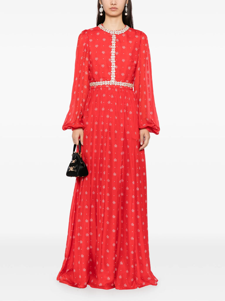 Baroque Dress in red floral
