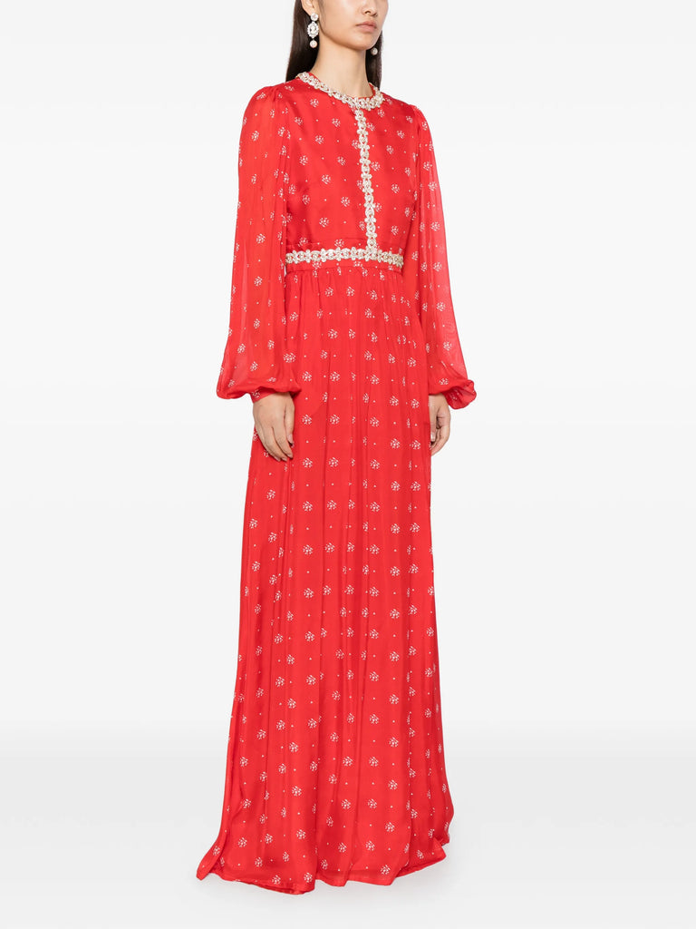 Baroque Dress in red floral