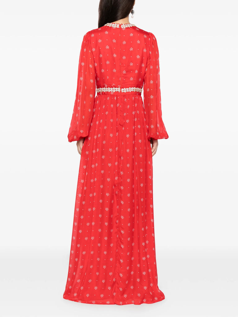 Baroque Dress in red floral