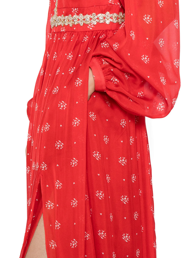 Baroque Dress in red floral