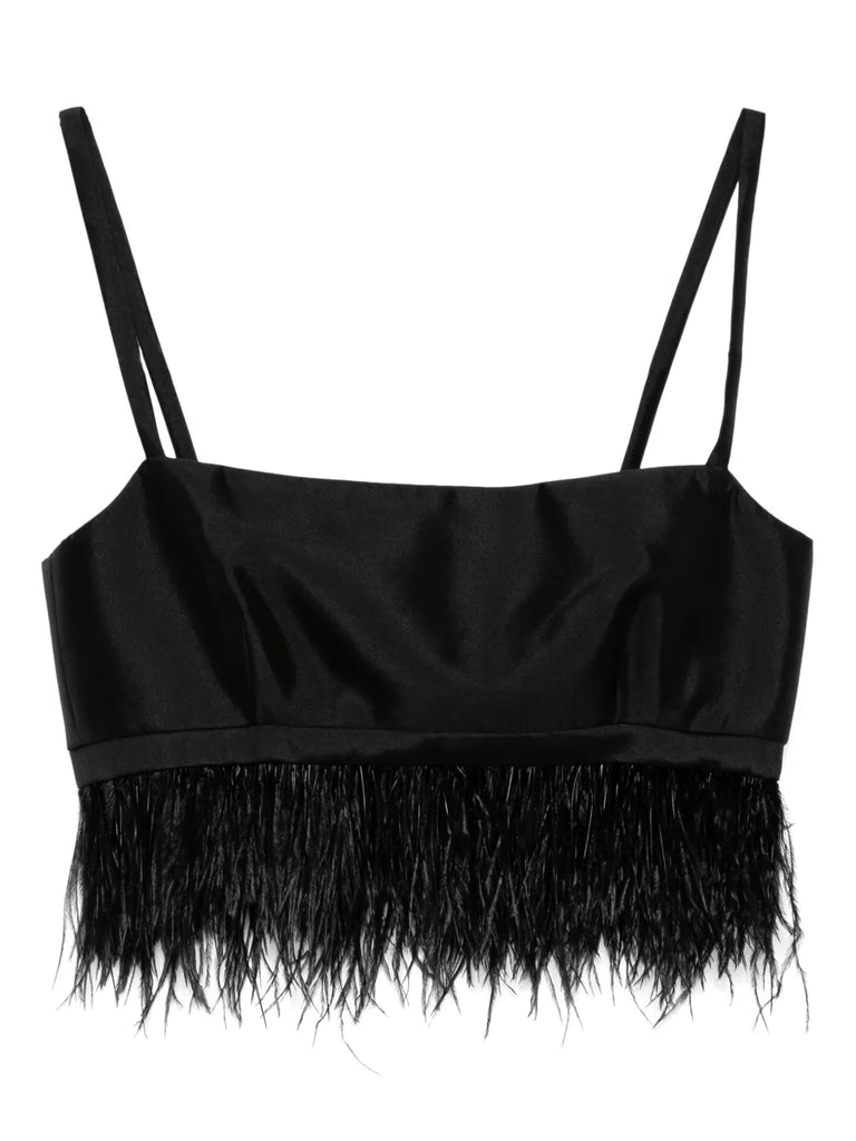 Birdy Bra in Black with Feather Trim