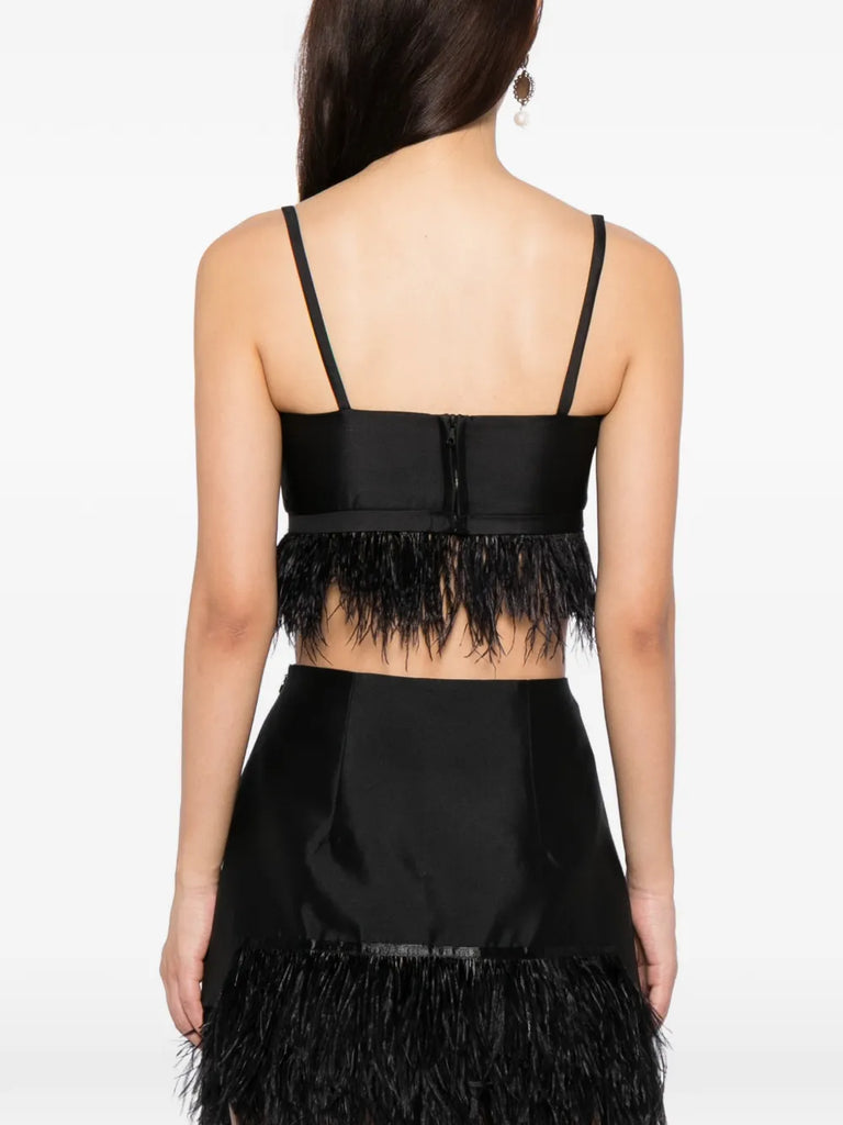 Birdy Bra in Black with Feather Trim