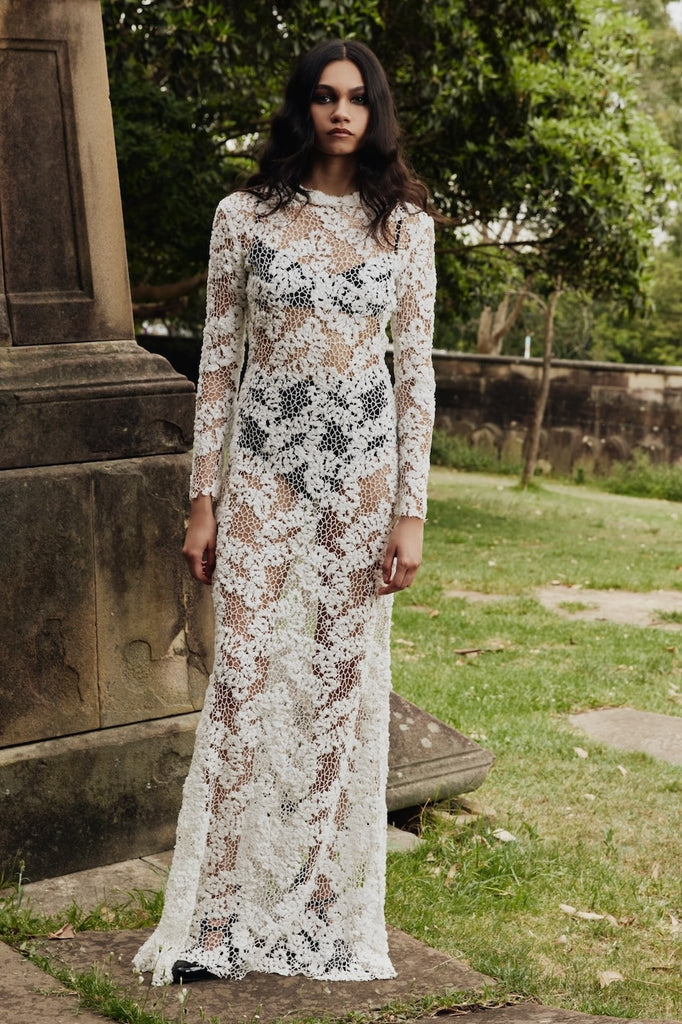 Cavalleri Dress in white cotton lace
