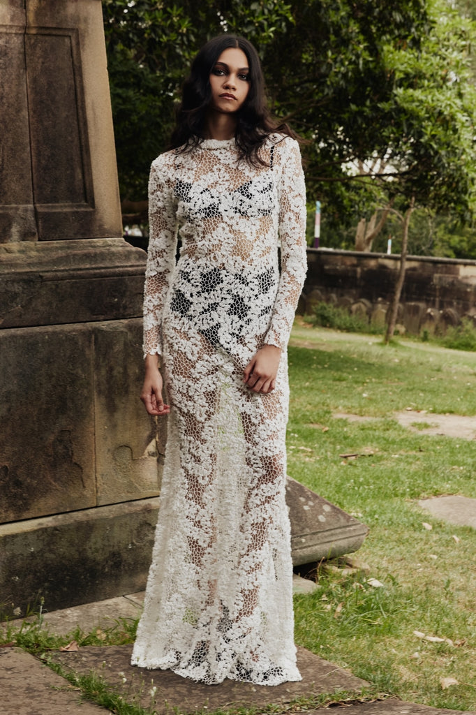 Cavalleri Dress in white cotton lace