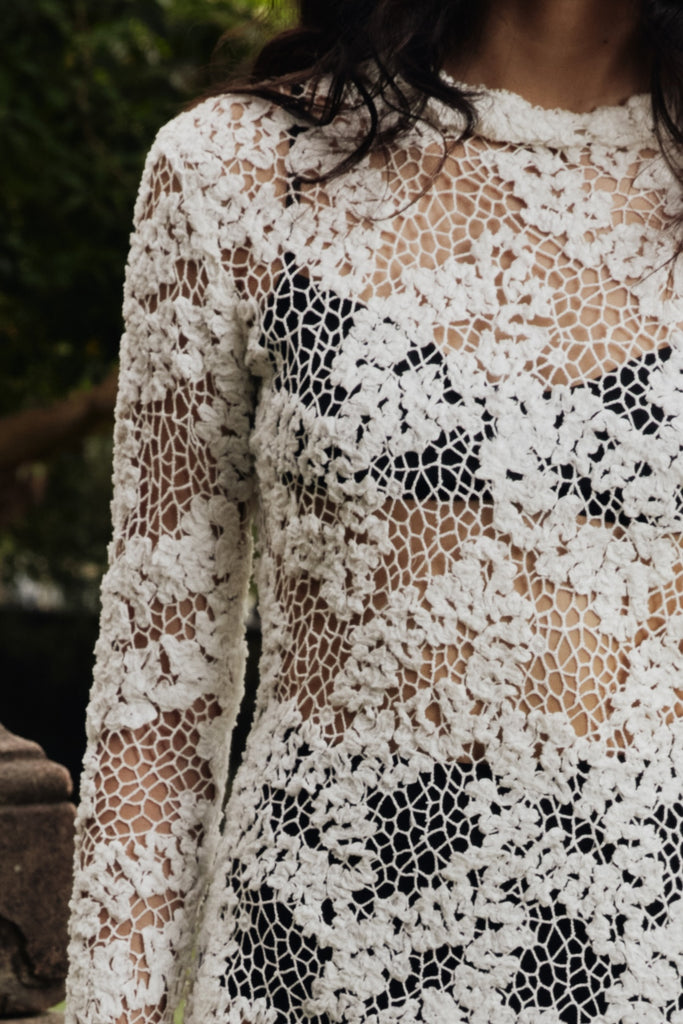 Cavalleri Dress in white cotton lace
