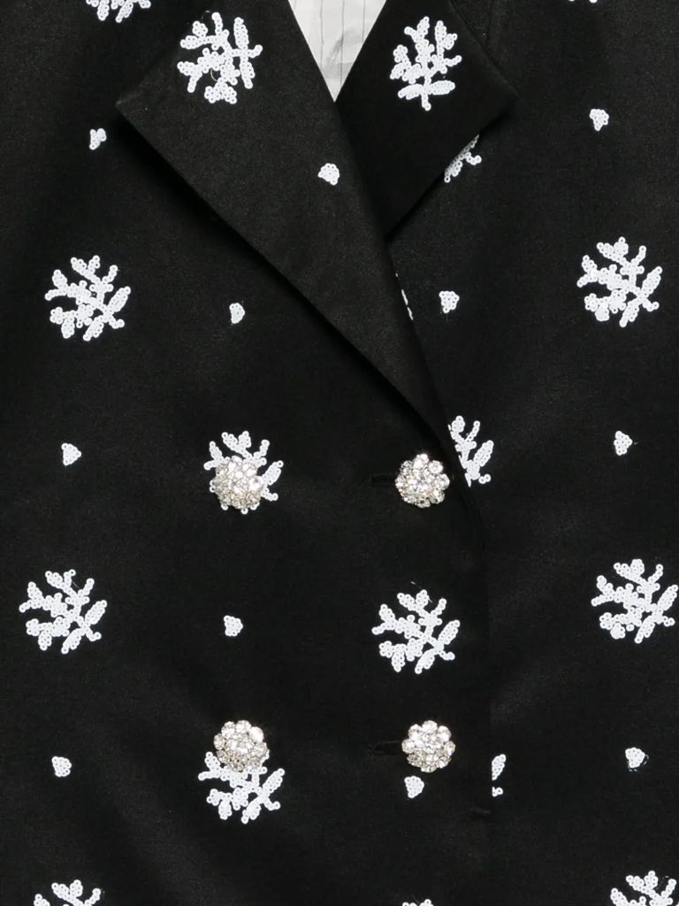 Circa 72 Blazer in Black & White Floral Embroidery