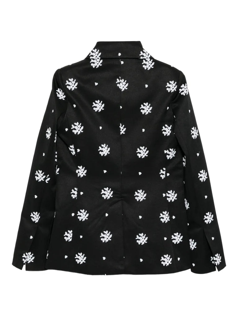 Circa 72 Blazer in Black & White Floral Embroidery