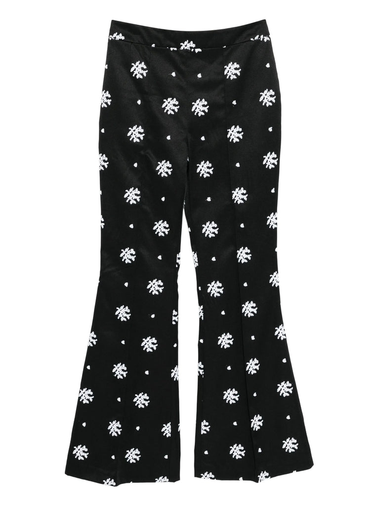 Circa 72 Trouser in Black & White Floral Embroidery