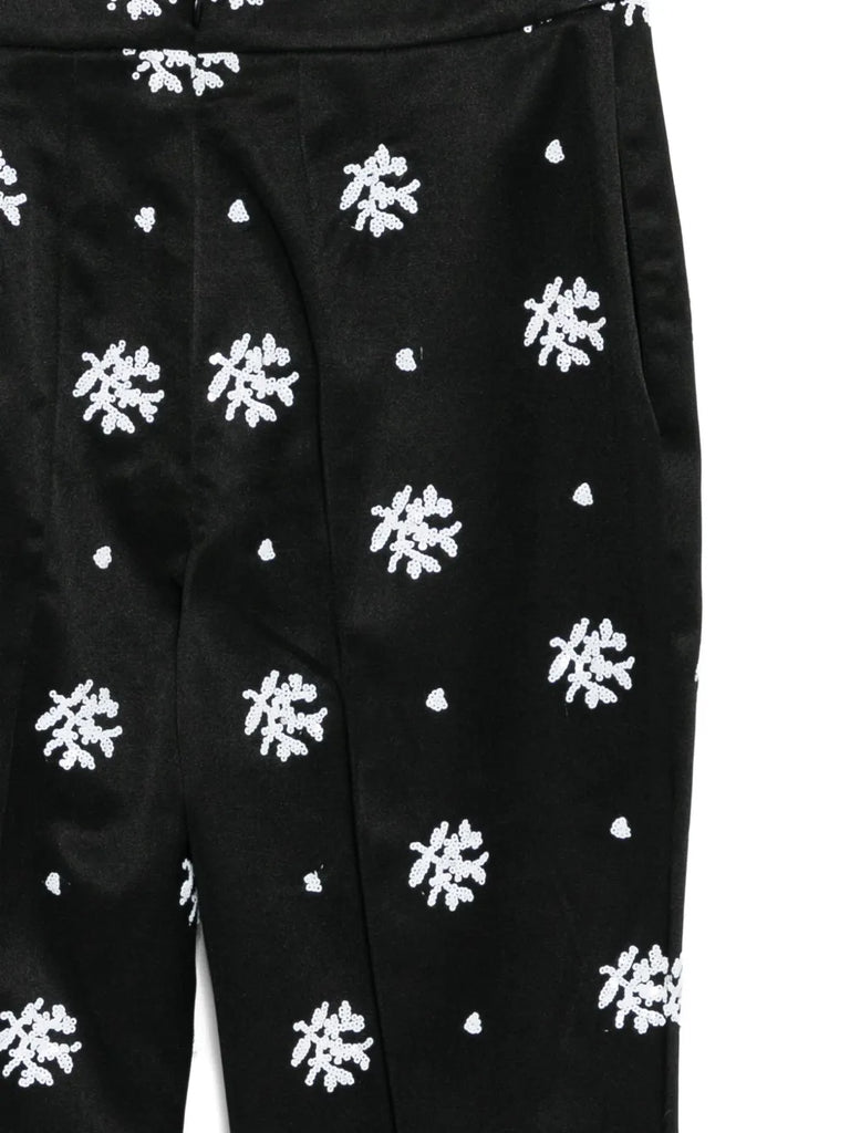 Circa 72 Trouser in Black & White Floral Embroidery