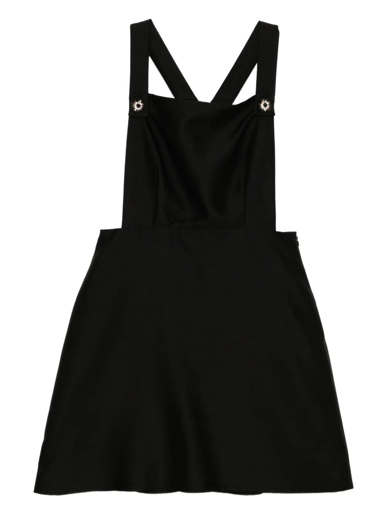 Cross Back Apron Dress in Black