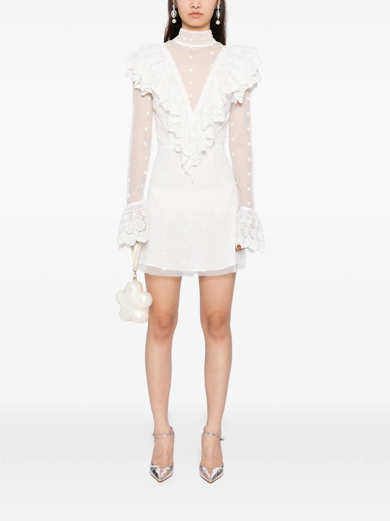 Friday Mini Dress in Ivory Tulle lace