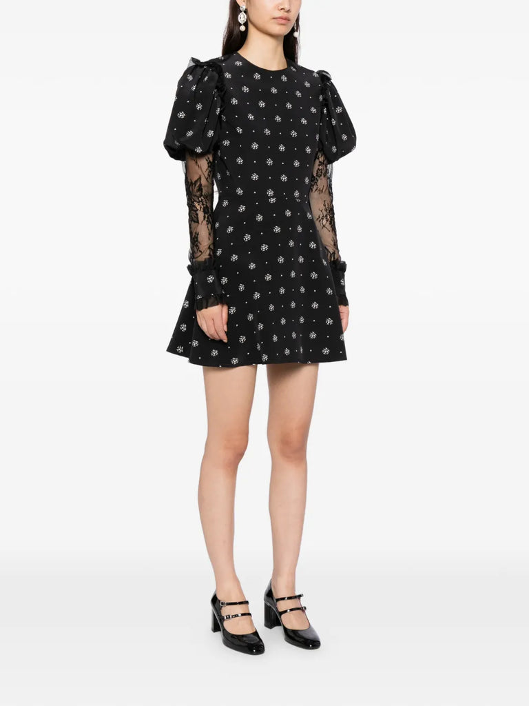 Heritage Dress in black and white floral