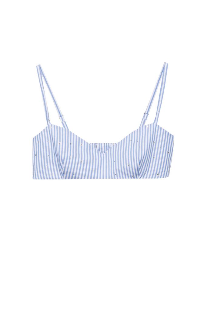 Literature Bralette in blue and white stripe