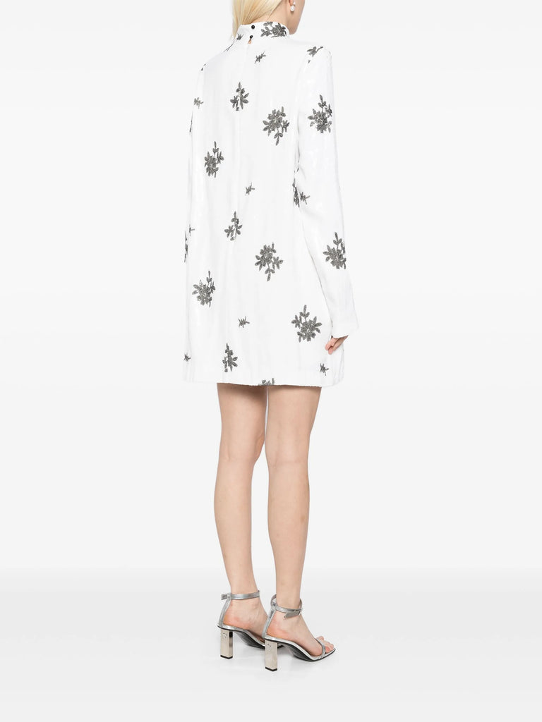 Melancholy Short Dress in white and black floral sequin by macgraw Melancholy Short Dress in white and black floral sequin by macgraw