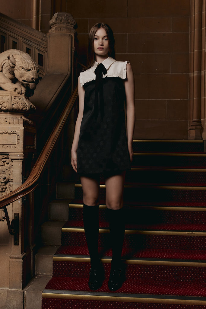 Misconduct Mini Dress in black crest jacquard