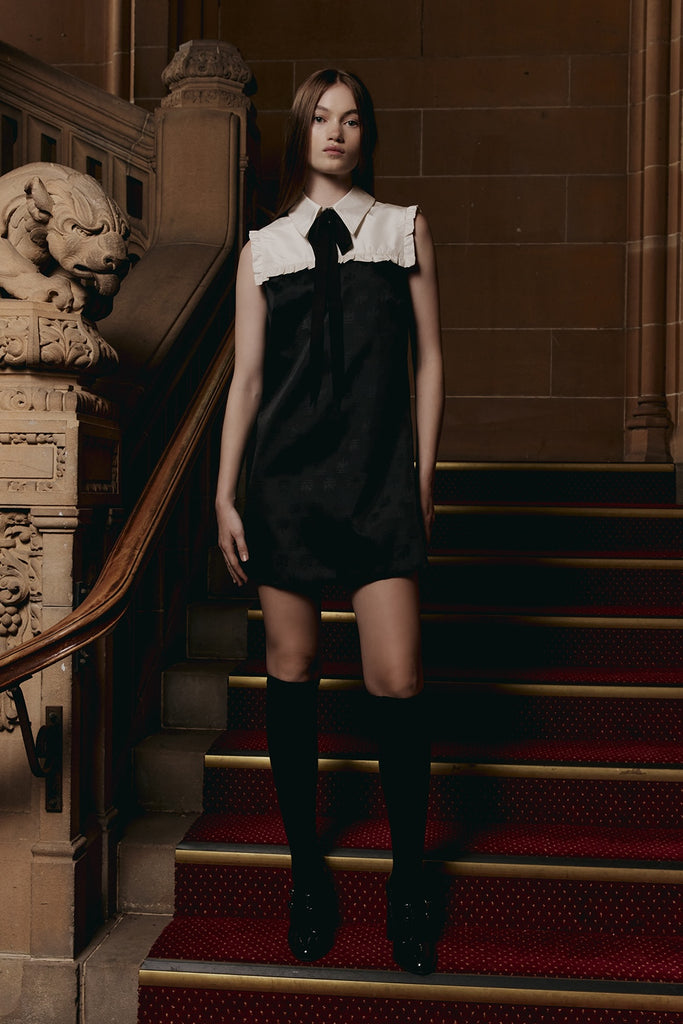 Misconduct Mini Dress in black crest jacquard