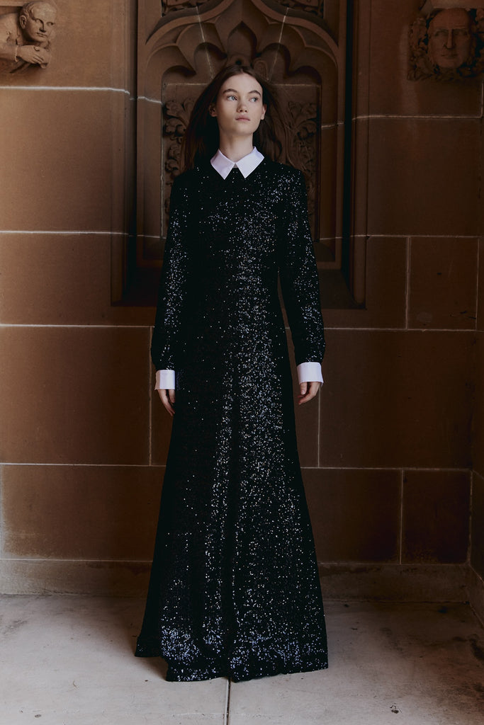 Neo Gothic Dress in Black Sequin