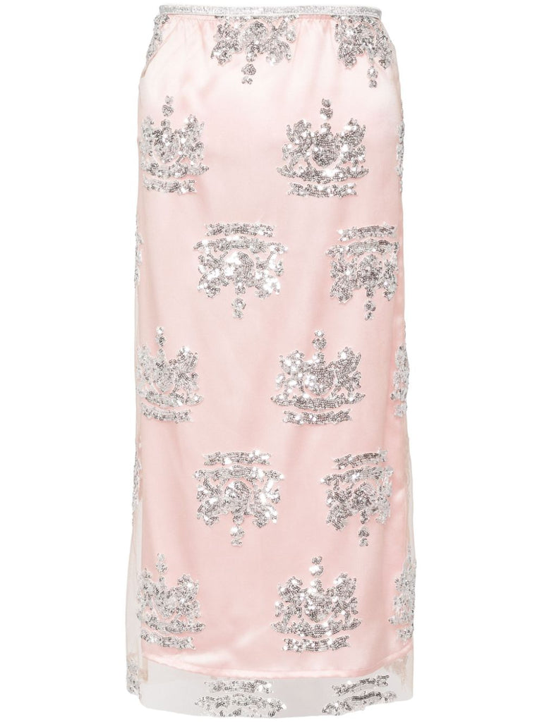 Post Grad Skirt in tulle with silver sequin crest