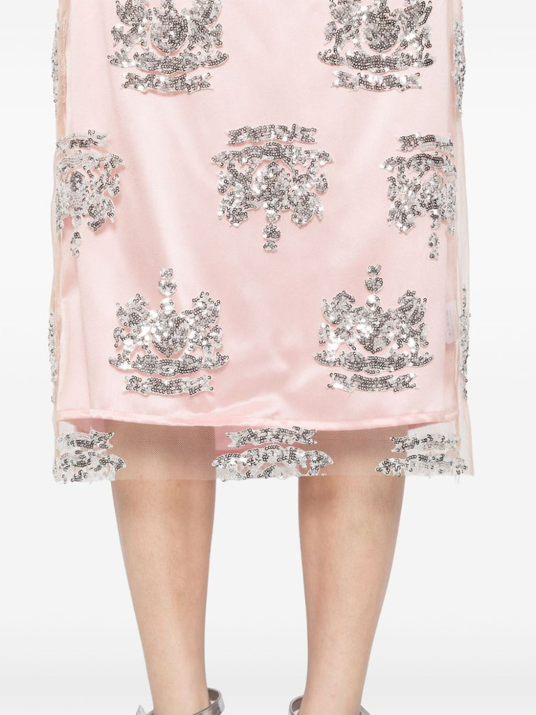 Post Grad Skirt in tulle with silver sequin crest