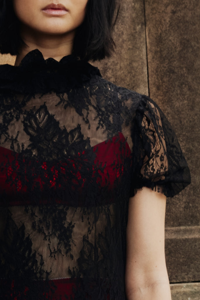 Reverence Dress in Black Lace