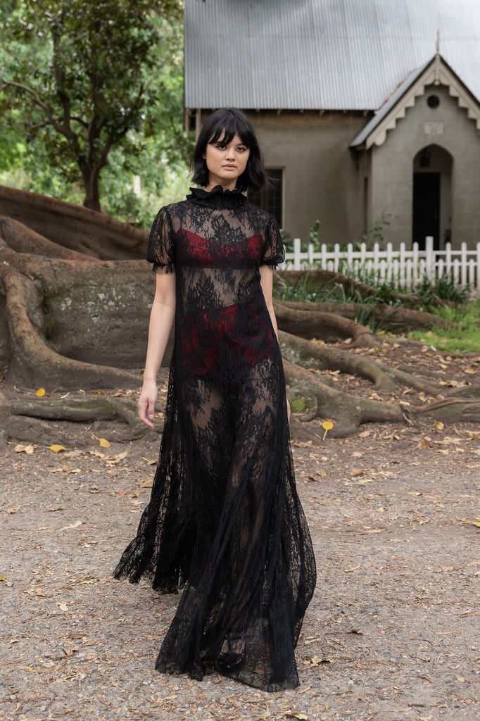 Reverence Dress in Black Lace