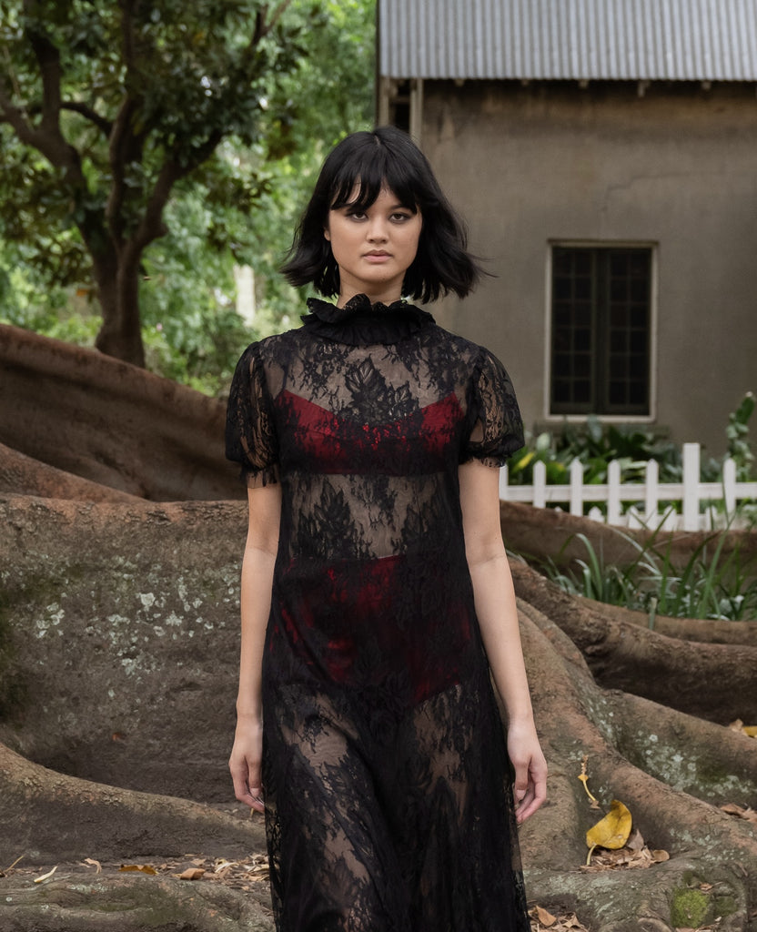 Reverence Dress in Black Lace