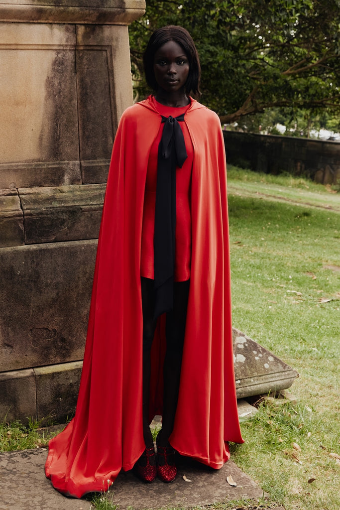 Riding Cape in Red silk