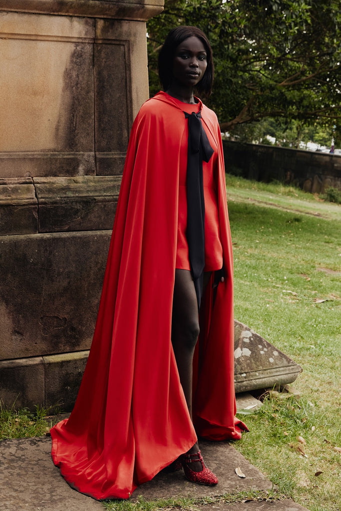 Riding Cape in Red silk