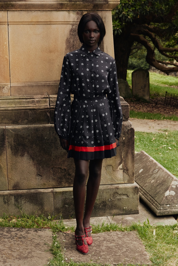 Scholarship Skirt in Black and White Floral