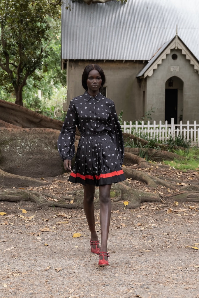 Scholarship Skirt in Black and White Floral