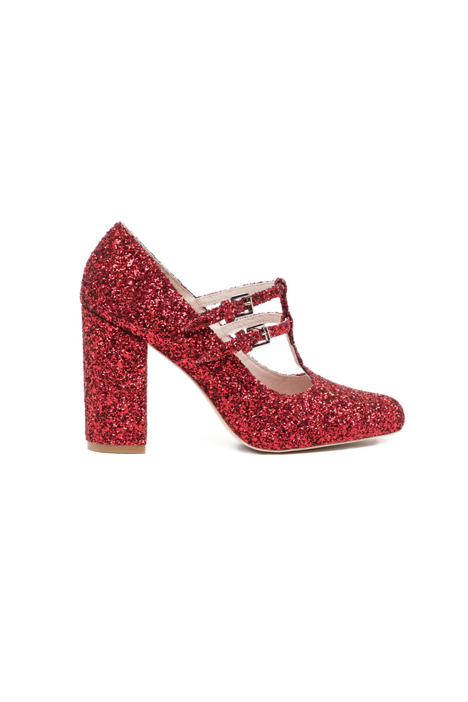 Tessa T-Bar in Red Glitter