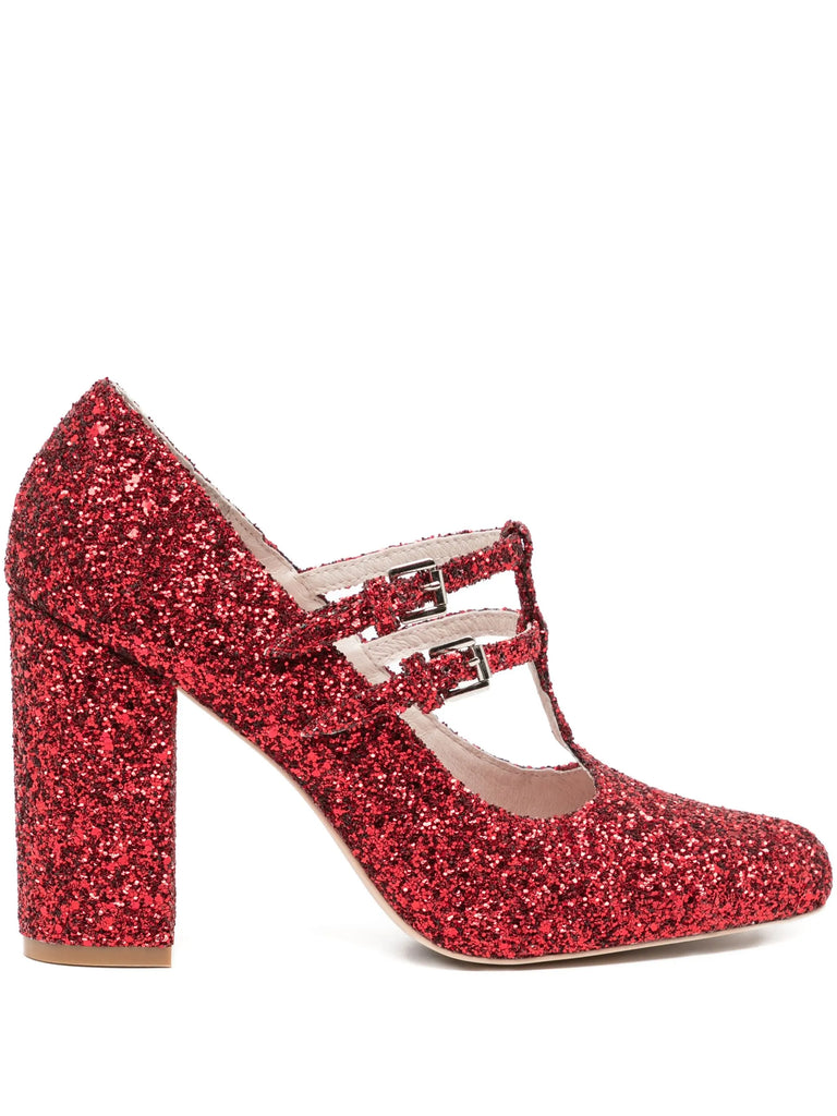 Tessa T-Bar in Red Glitter