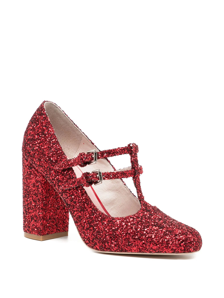 Tessa T-Bar in Red Glitter