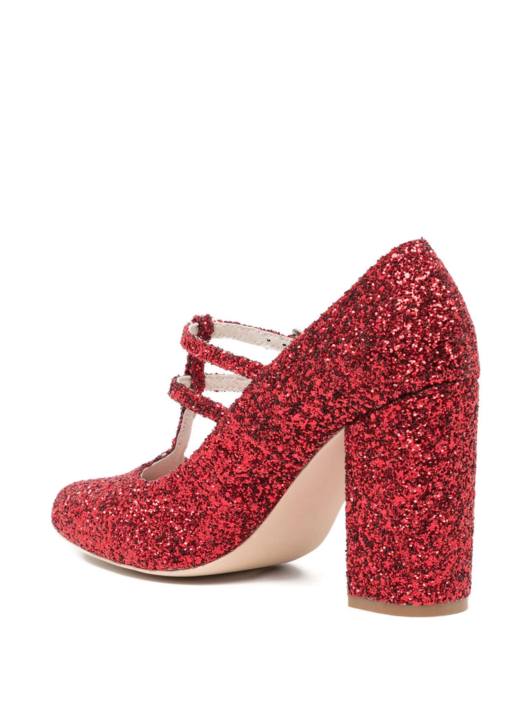 Tessa T-Bar in Red Glitter