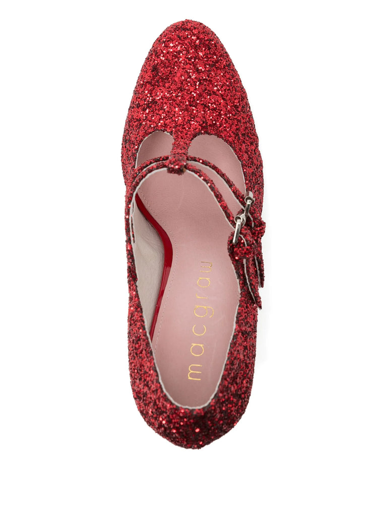 Tessa T-Bar in Red Glitter