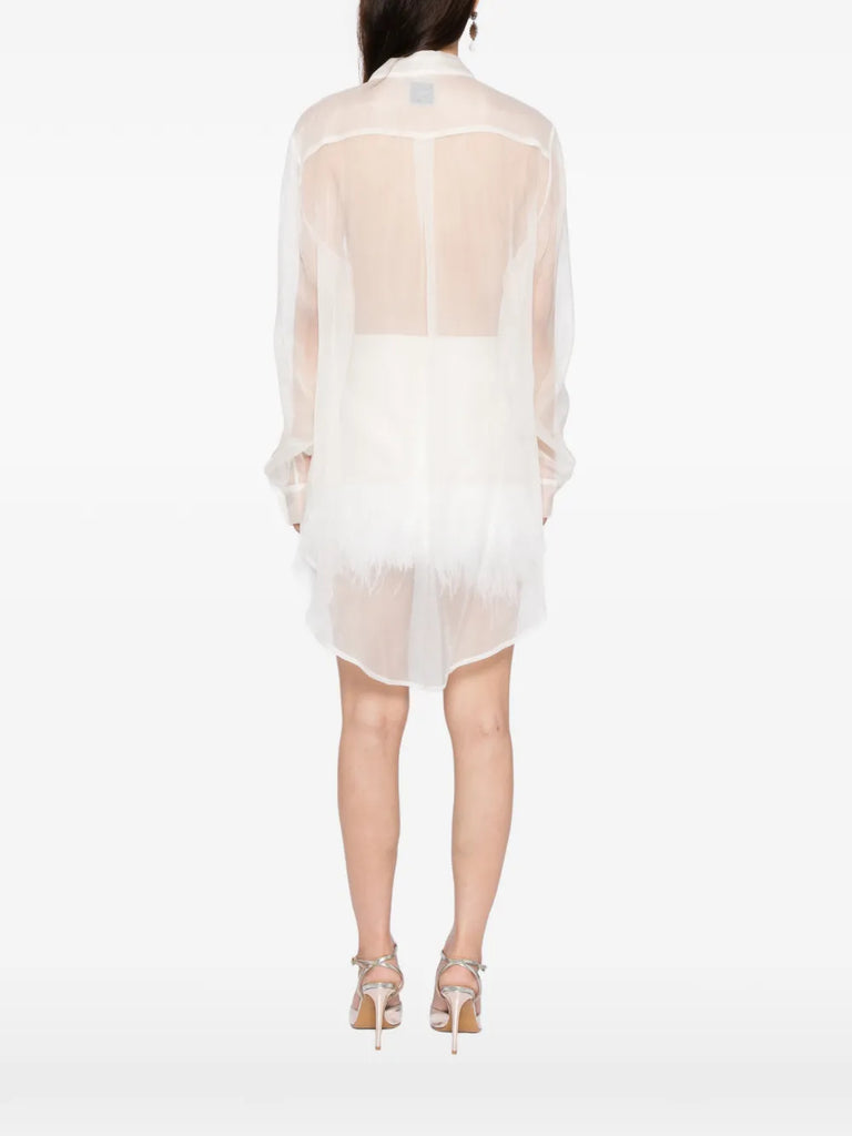 Tuxedo Sheer Blouse in Ivory Silk organza