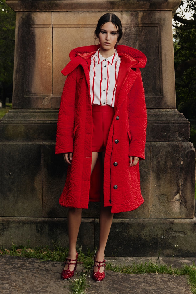 Warden quilted Anorak in red