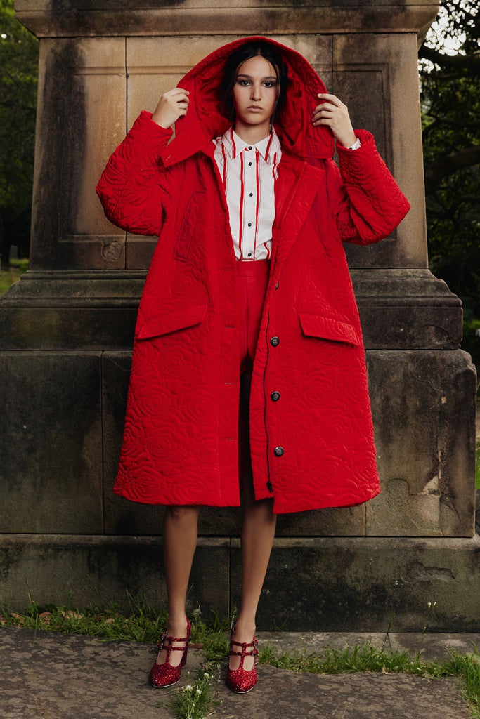 Warden quilted Anorak in red
