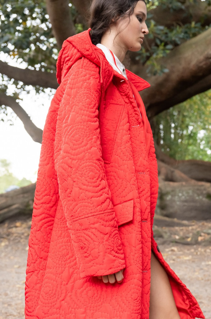 Warden quilted Anorak in red