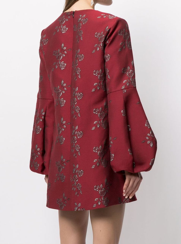 Delphine Dress in wine jacquard
