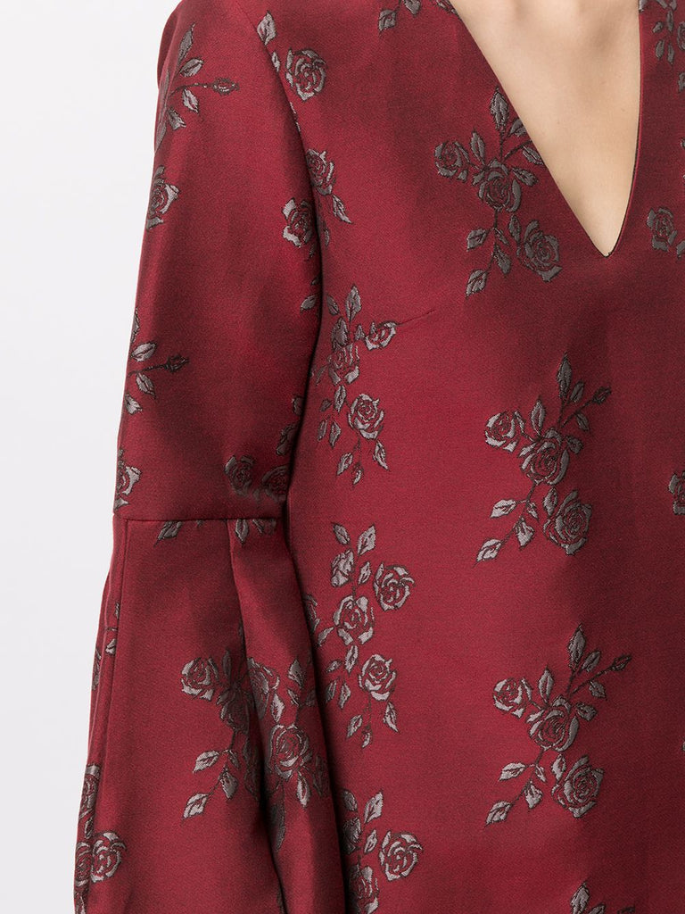Delphine Dress in wine jacquard