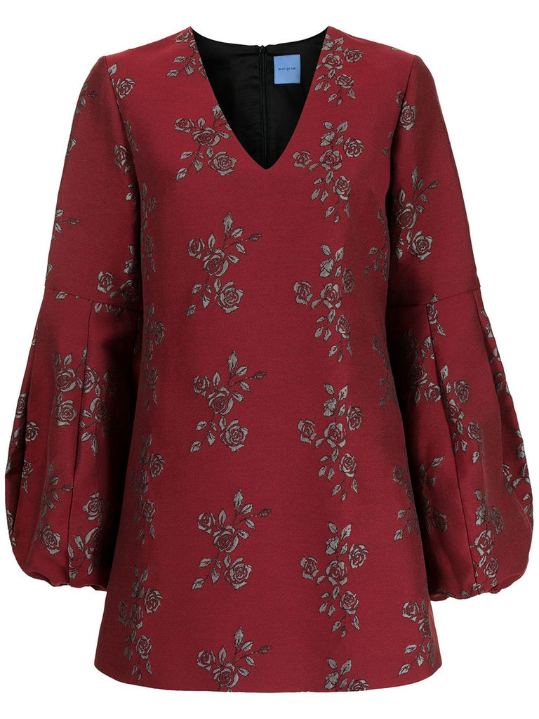 Delphine Dress in wine jacquard