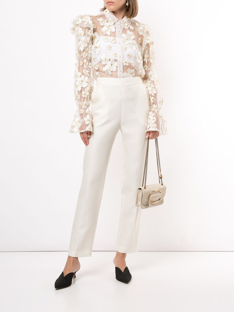 Non Chalant Trouser in ivory silk wool