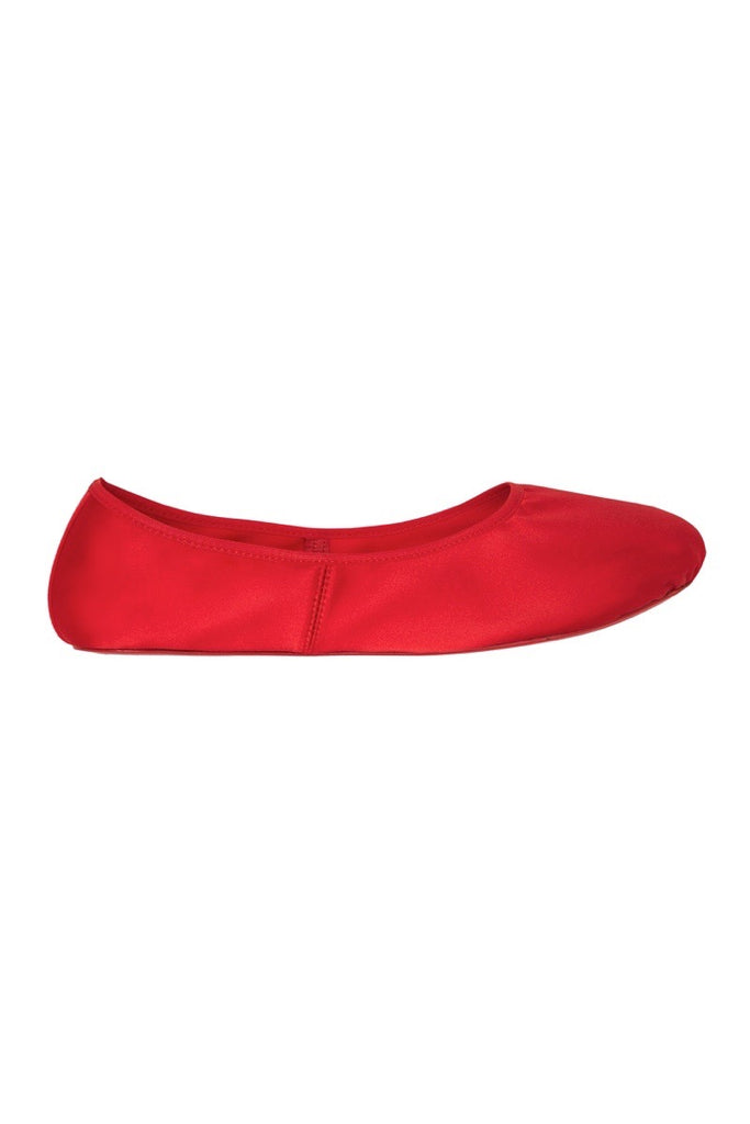 satin house slipper in red